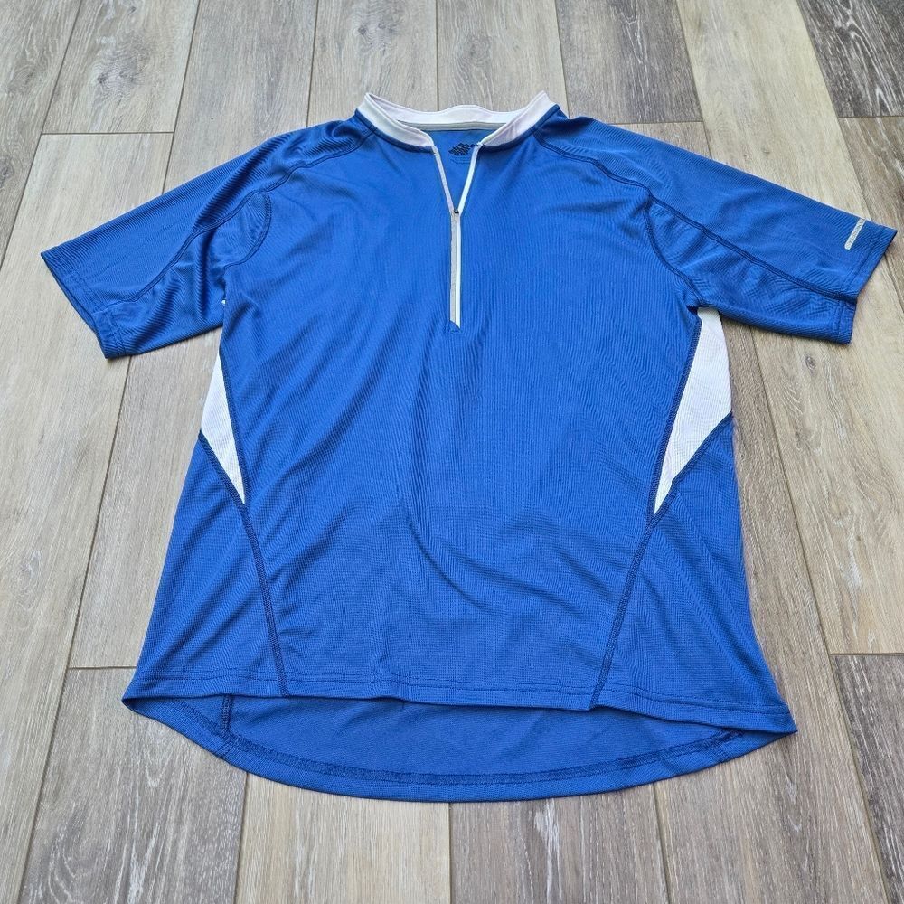 EMS Cycling bike Jersey Back Pockets Chest Zipper Reflective Accent Mens Med